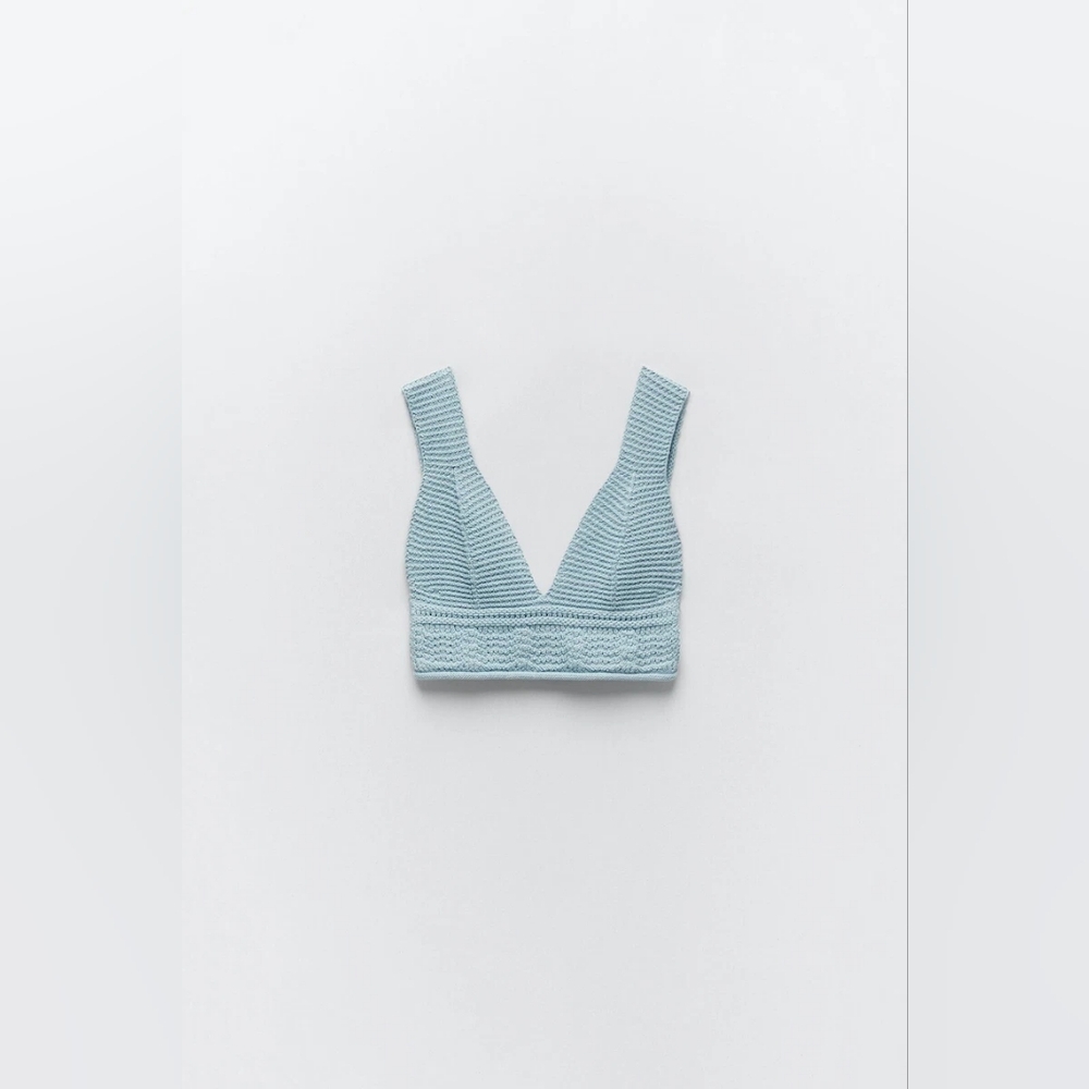Zara Light Blue Knit Crop Top